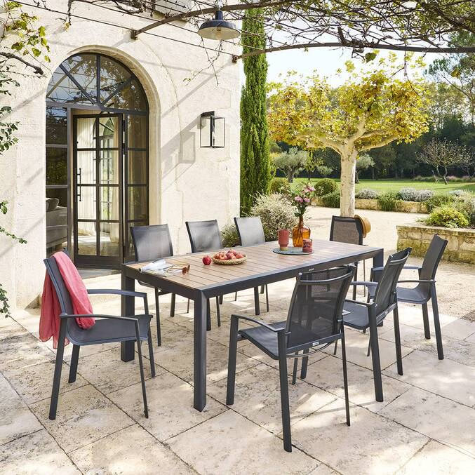 Table de jardin ÉVASION Effet bois Honey & Graphite