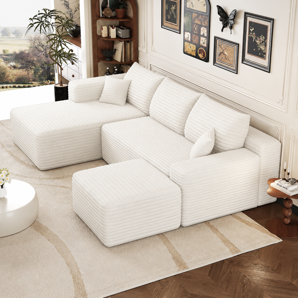 Canapé d'angle Convertible en U - Blanc
