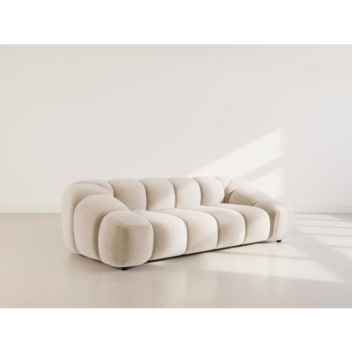 Ava - canapé 3 places en velours texturé - Beige