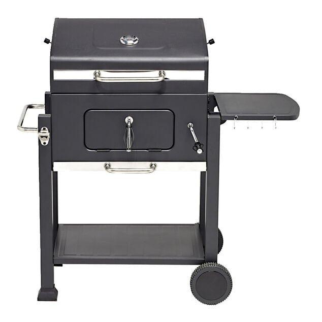 Barbecue à charbon Wilson rectangulaire avec couvercle 2 roulettes 114x72H108cm - homidiscount