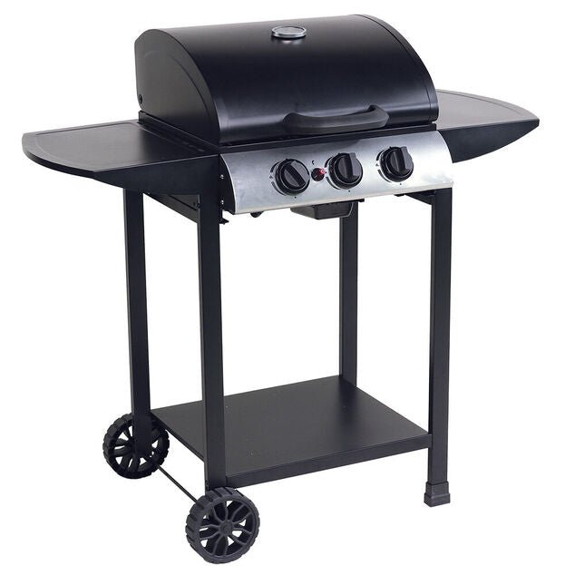 Barbecue à gaz Miami 3 brûleurs métal noir - homidiscount