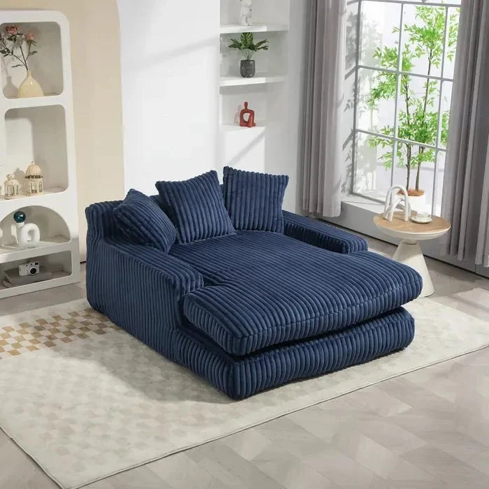 Fauteuil Compressé Avec 3 Coussins, Ergonomique, Bleu Marine - homavodiscount