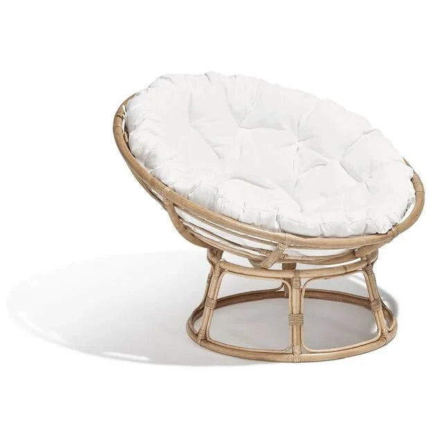 Loveuse Louise rotin avec coussin blanc 113x101xH95cm - homidiscount