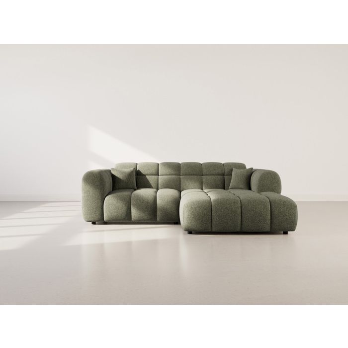 Mini Ray - Canapé d'angle 4 places en tissu texturé - Vert Kaki