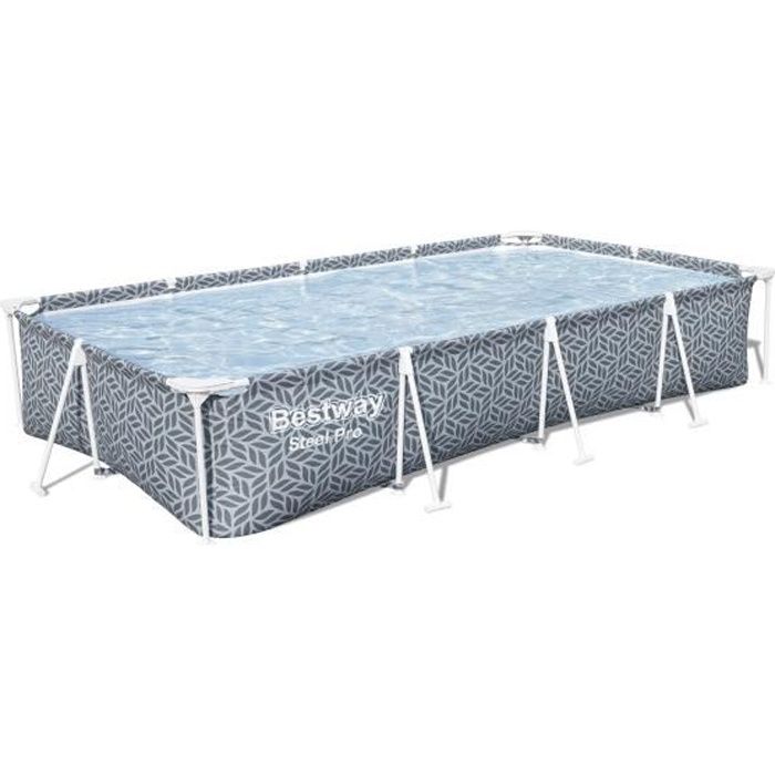 Piscine hors sol tubulaire BESTWAY - Steel Pro™ - 366 x 201 x 66 cm - Rectangulaire - décor graphique - homidiscount