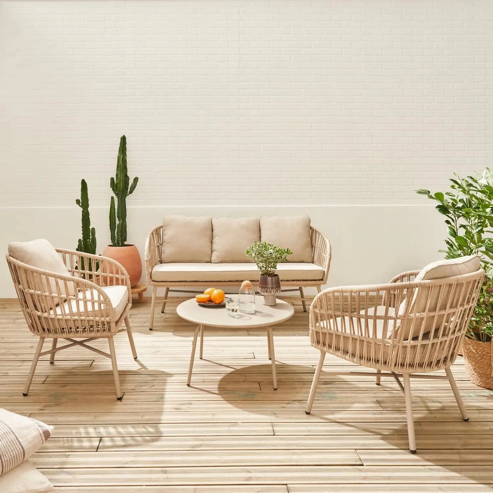 Vatuo Salon de jardin acier et cordes 4 places - homidiscount