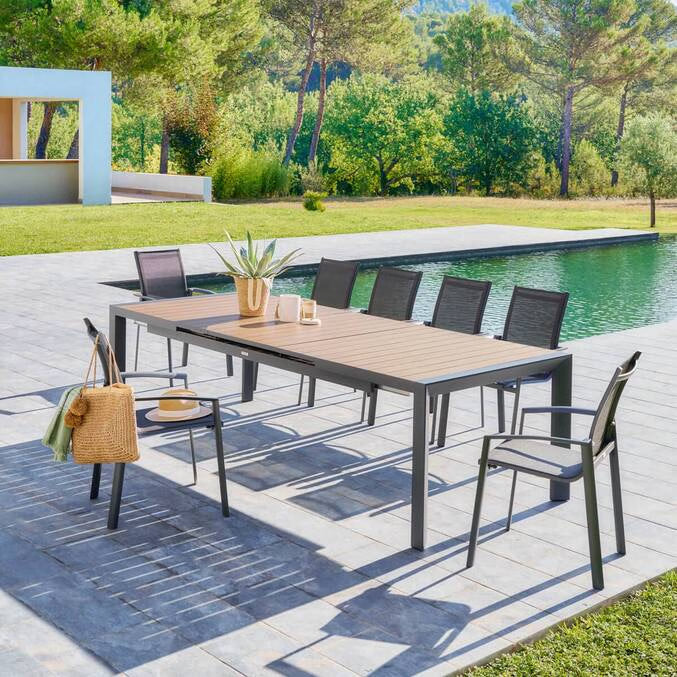 Table de jardin EVASION Effet bois Honey / Graphite