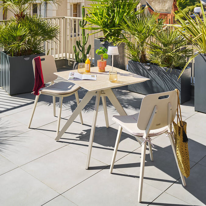 Ensemble table de jardin carrée + 2 chaises TERZANO Argile