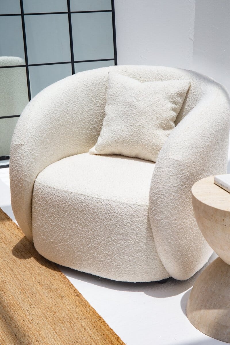 Amanti Off White Boucle Lounge Sofa Chair