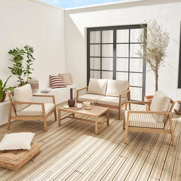 Aliste Salon de jardin bois d'acacia et cordes 4 places - homidiscount