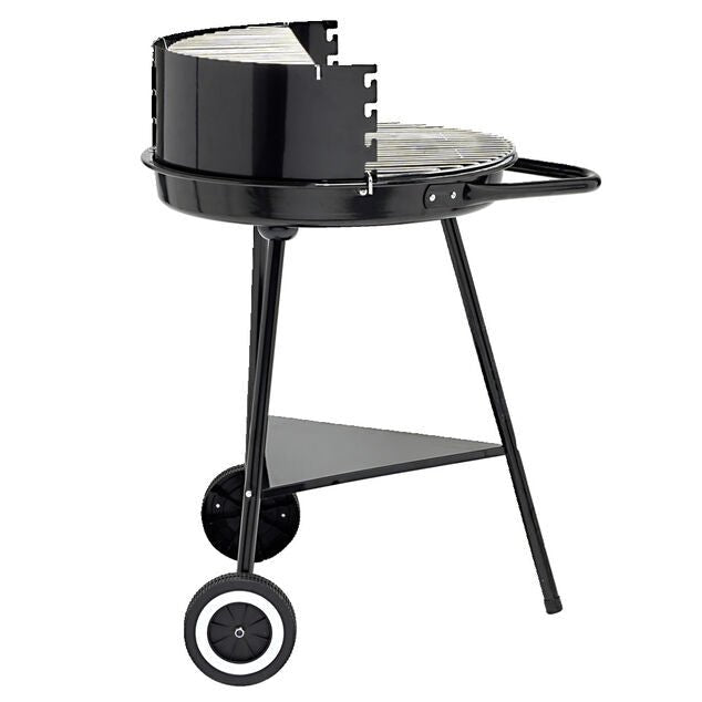 Barbecue à charbon rond Texas 2 grilles 5 niveaux métal noir 53x66,5xH81cm - homidiscount