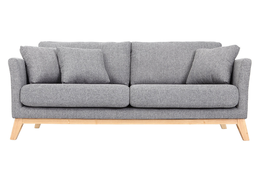 Canapé scandinave déhoussable 3 places en tissu gris clair