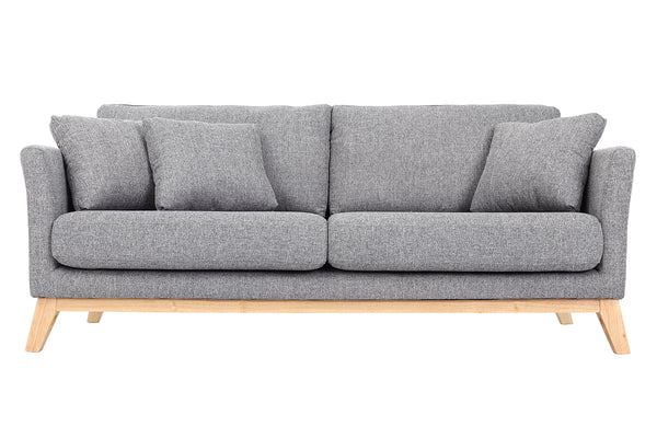 Canapé scandinave déhoussable 3 places en tissu gris clair