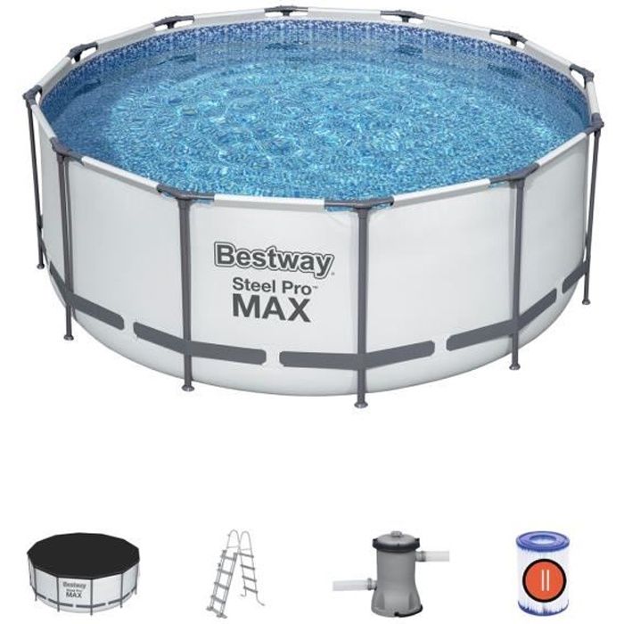 Kit Piscine hors sol tubulaire BESTWAY Steel Pro Max - 366 x 122 cm - homidiscount