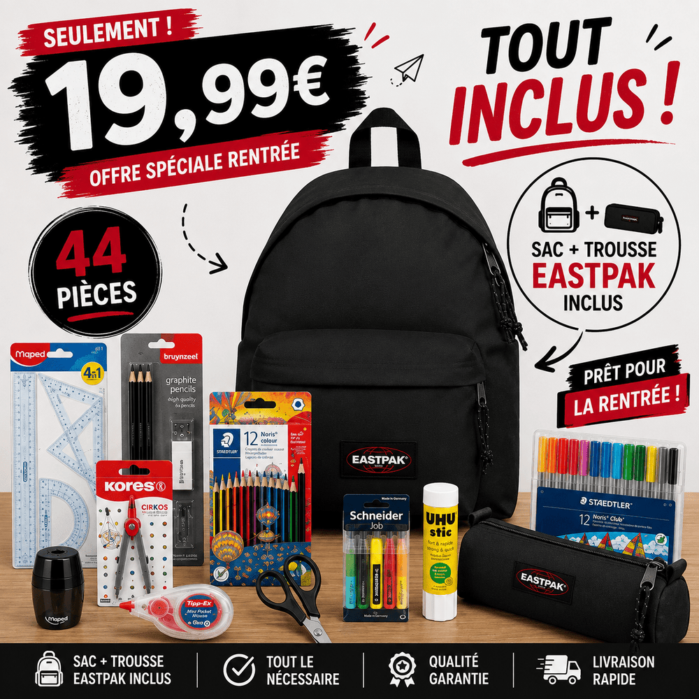 Pack Fournitures Scolaires + Sac & Trousse Eastpak - gobonplan