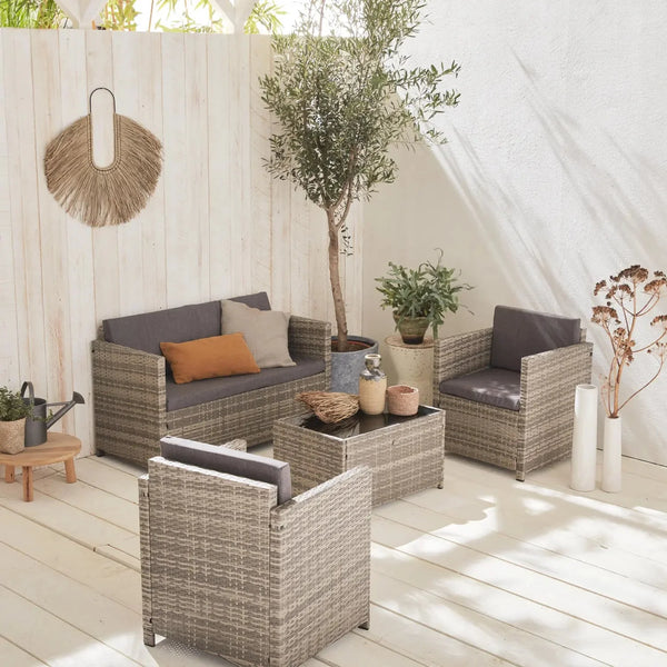 Perugia Salon de jardin résine tressée 4 places - homidiscount