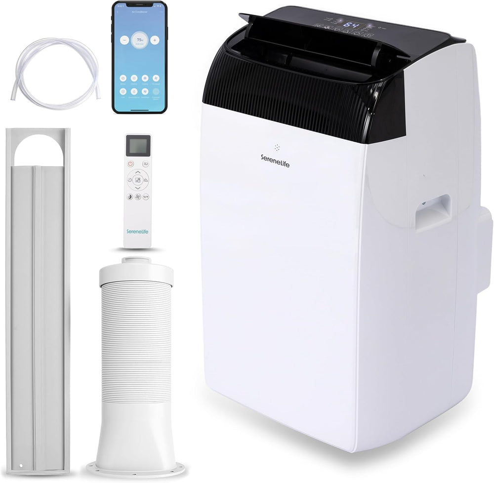 SereneLife Climatiseur Portable 16 000 BTU – Climatiation Mobile 3 en 1 Silencieuse avec Refroidissement, Chauffage, Déshumidificateur, Ventilation, Kit Fenêtre, Pour Chambre et Bureau jusqu’à 32 m² [Classe énergétique A+++] - homidiscount